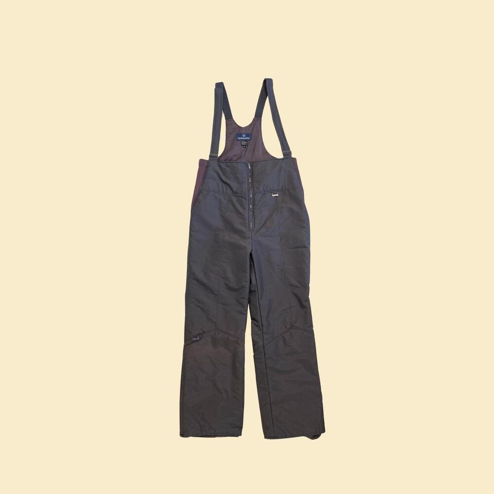 Vintage 90s Edelweiss men's 38 ski pants / snow bib, grey nylon/poly ski wear